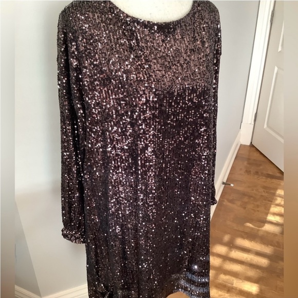 EUC Rock & Shine by Reitmans, dark copper/wine sequined shift dress XL/16 - Picture 1 of 8